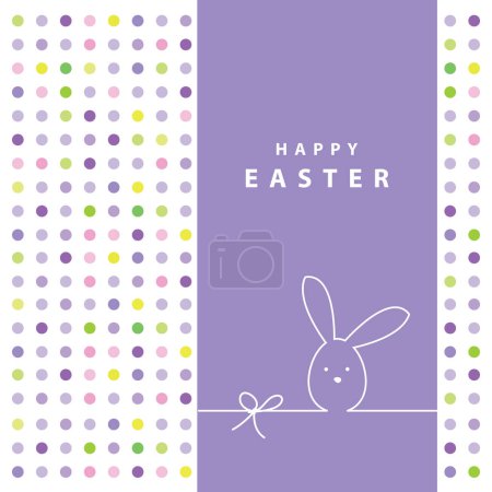 Téléchargez les illustrations : Carte de Pâques avec lapin et points décoratifs colorés - en licence libre de droit