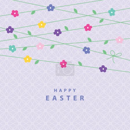 Téléchargez les illustrations : Carte florale de Pâques - carte de voeux avec des fleurs colorées - en licence libre de droit