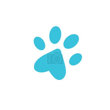 Ilustración de Gato azul pata icono símbolo etiqueta engomada - Imagen libre de derechos