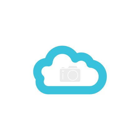 Ilustración de Icono de nube azul symol sobre fondo blanco - Imagen libre de derechos