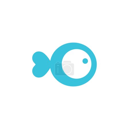 Illustration for Fish symbol icon sticker on white background - Royalty Free Image