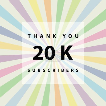 Illustration for Thank you 20 K subscribers celebration greeting banner - Royalty Free Image