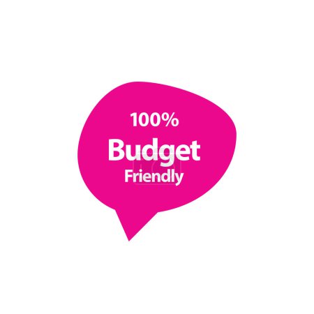 Illustration for Percentage 100% budget friendly price discount icon -  pink sign symbol sticker stamp on white background - Royalty Free Image