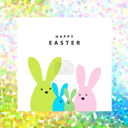 Illustration for Colorful easter card - bunny family - Royalty Free Image