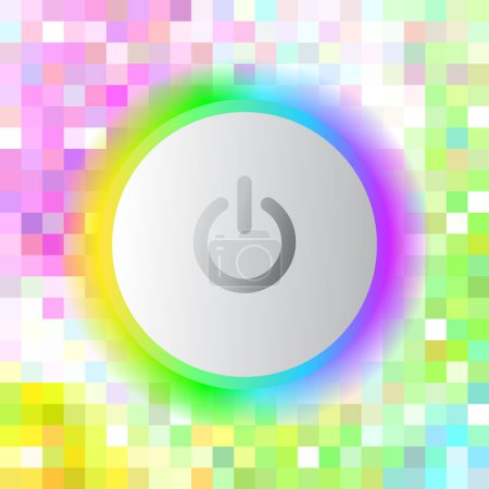 Ilustración de Botón de encendido colorido sobre fondo de mosaico colorido - Imagen libre de derechos