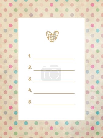 Illustration for To do list template, 5 important daily golas, daily routine, planner - Royalty Free Image