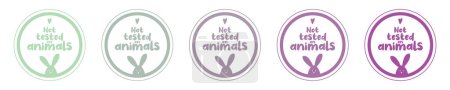 Ilustración de No probado en etiquetas de animales, juego de pegatinas - Imagen libre de derechos