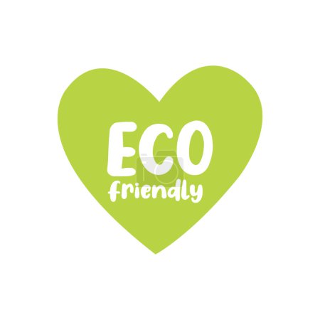 Ilustración de Eco etiqueta freindly, corazón verde sobre fondo blanco, etiqueta engomada, logotipo, etiqueta - Imagen libre de derechos