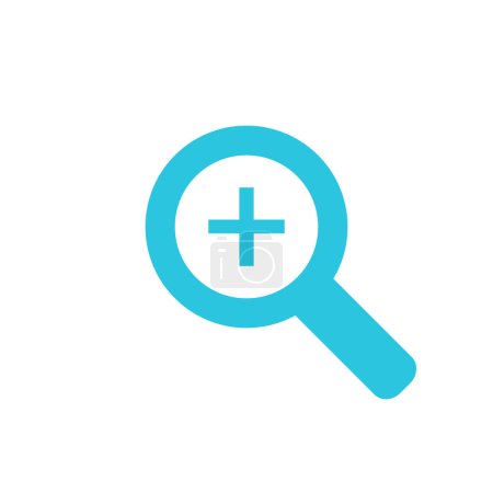 Illustration for Zoom In Magnifier Enlarge icon, Magnifying Glass Icon, blue icon on white background - Royalty Free Image