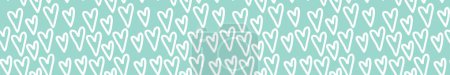 Illustration for Washi tape design, seamles pattern background, white hearts on blue background - Royalty Free Image