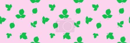 Illustration for Washi tape design, leaves, seamless floral pattern background, blooming, bursting, banner, tag, label, pink and green - Royalty Free Image