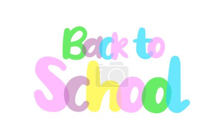 Illustration for Back to school typography background, label, sticker, text design colorful, white background - Royalty Free Image