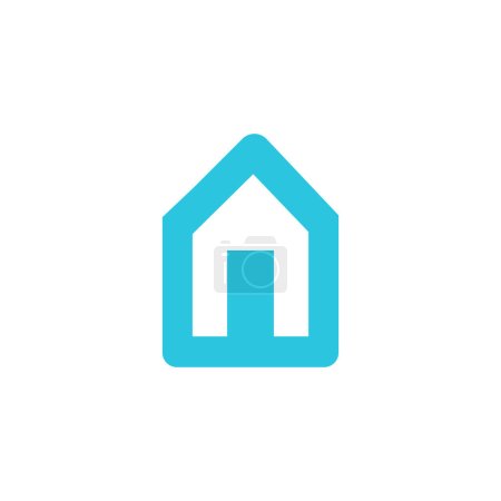 Téléchargez les illustrations : Maison bleue, icône de signe de la maison, élément de conception immobilière - en licence libre de droit
