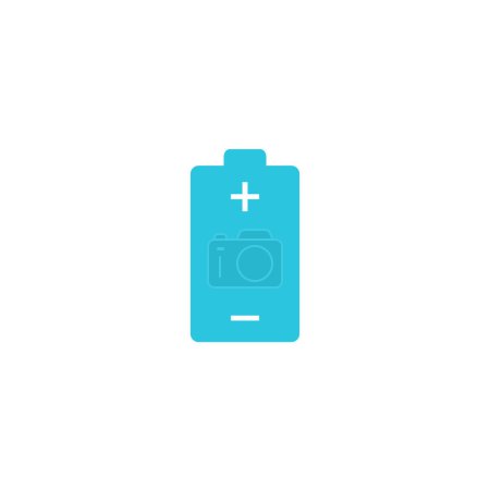 Téléchargez les illustrations : Symbole de la batterie, icône bleue sur fond blanc, élément design, étiquette, autocollant - en licence libre de droit