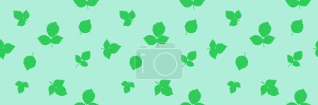 Illustration for Washi tape design, leaves, seamless floral pattern background, blooming, bursting, banner, tag, label, turquoise and green - Royalty Free Image