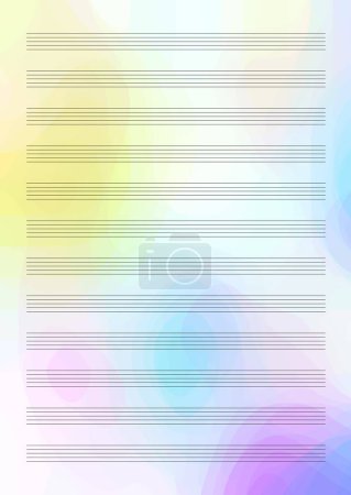 Illustration for Note paper for musical notes - A4 template, colorful background - Royalty Free Image
