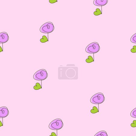 Ilustración de Rosas. Patrón sin costura floral sobre fondo rosa. Textura. - Imagen libre de derechos