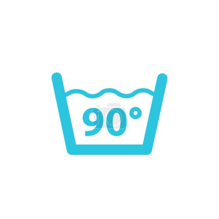 Illustration for Washing icon, Washing at 90 Degrees Celsius -  blue symbol on white background - Royalty Free Image