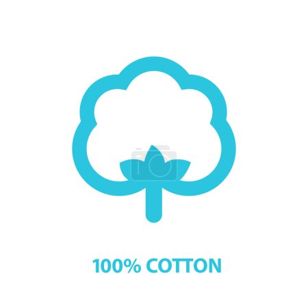 Illustration for Cotton icon sign 100%,  Blue symbol on white background - Royalty Free Image