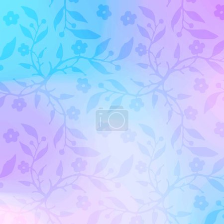 Téléchargez les illustrations : Conception florale, modèle décoratif, modèle cosmétique de beauté. dégradé de couleur, bleu, lilas, violet, rose - en licence libre de droit
