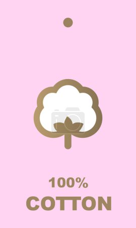 Illustration for Cotton label - design element, 100%, sticker, tag, pink background - Royalty Free Image