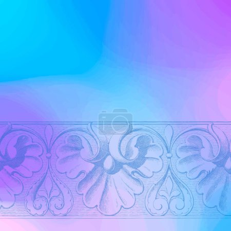 Illustration for Abstract background template banner with historical floral decor. Tile decor. Web design template. - Royalty Free Image