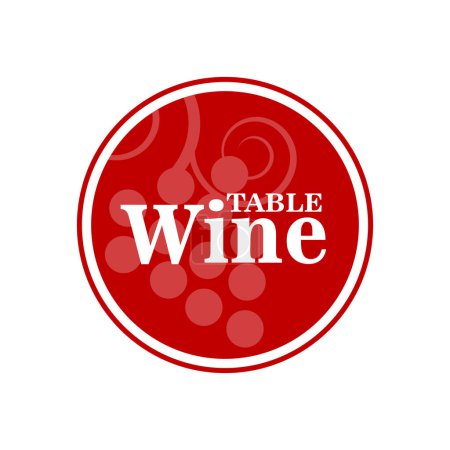 Ilustración de Vino de mesa, etiqueta, orgánico, pegatina. Elemento de diseño redondo con ilustración de uva. - Imagen libre de derechos