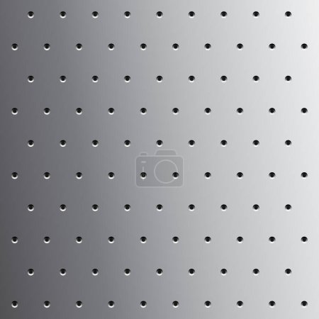 Ilustración de Metal perforado, fondo plateado con pequeños agujeros, material industrial, panel - Imagen libre de derechos