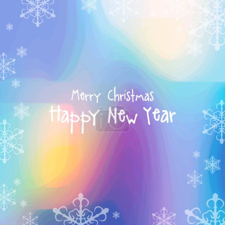 Illustration for Merry Christmas, New year greeting card. Decorative abstract background. Sky with snowflakes. - Royalty Free Image