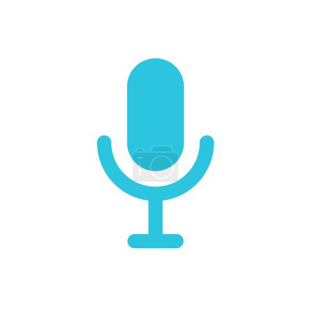 Illustration for Simple microphone icon sign, symbol. Flat design. Blue icon on white background. From blue icon set. - Royalty Free Image