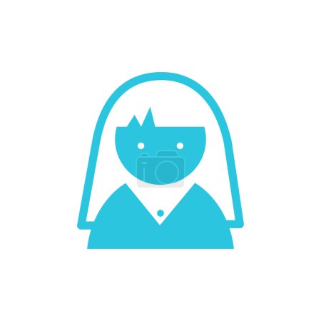 Ilustración de Asistente personal de trabajo icono, trabajador multitarea, símbolo, joven personaje avatar compañero de trabajo, persona, icono azul sobre fondo blanco, de azul icono conjunto - Imagen libre de derechos