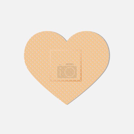 Illustration for Classic heart shape plaster for wounds, vector illustration - Royalty Free Image