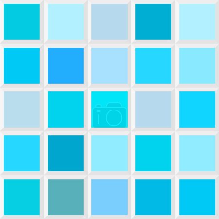 Ilustración de Caribe océano color azul, tonos de color, patrón sin costuras, esquema de diseño de color de la paleta de azulejos, azulejo decorativo, elemento de diseño - Imagen libre de derechos