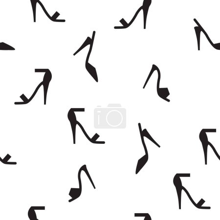 Illustration for Dancing High heels shoesseamless pattern, black and white background. - Royalty Free Image