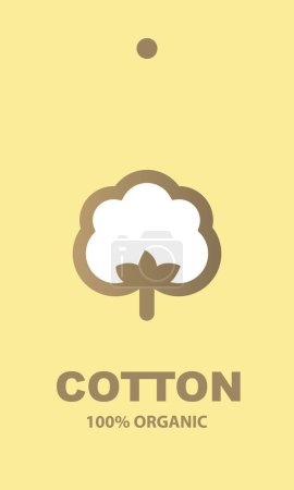 Coton biologique - élément de conception de l'étiquette, 100 % biologique, autocollant, étiquette, fond jaune