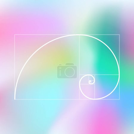 Illustration for Background with Golden ratio proportion, Fibonacci sequence, golden spiral - Royalty Free Image