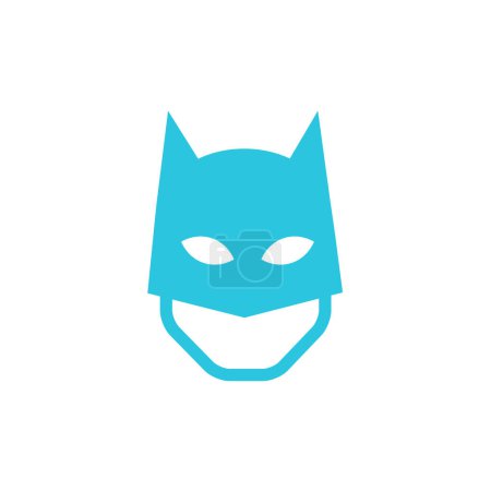 Téléchargez les illustrations : Symbole d'icône de héros avec masque, à partir de l'icône bleue - en licence libre de droit