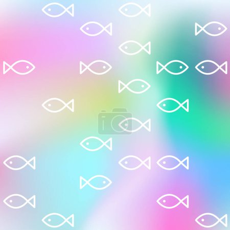 Téléchargez les illustrations : Aquarium de poissons - poisson blanc sur fond coloré - en licence libre de droit