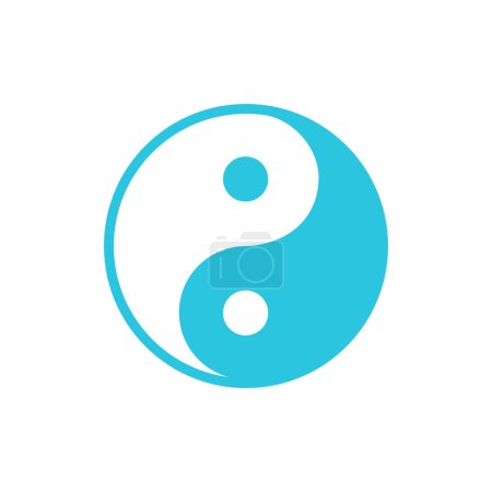 Téléchargez les illustrations : Symbole Yin Yang. Ensemble d'icônes bleues. - en licence libre de droit
