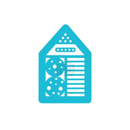 Ilustración de Eco abeja Casa hotel, de azul icono conjunto - Imagen libre de derechos