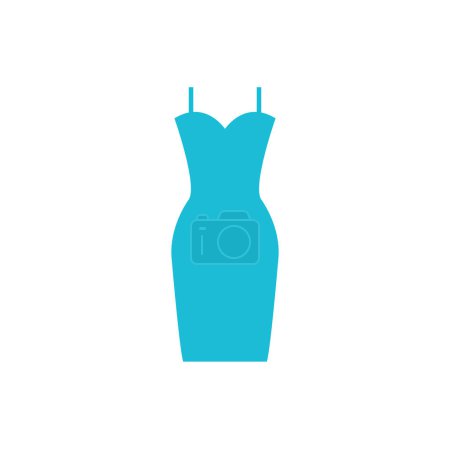 Téléchargez les illustrations : Simple icône de robe de contour. Ensemble d'icônes bleues. - en licence libre de droit