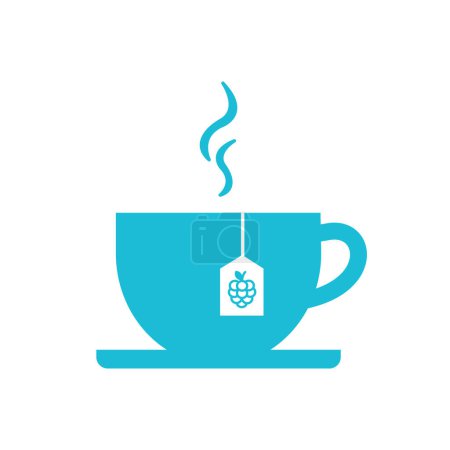 Illustration for Raspberry hot winter tea cup. From blue icon set. - Royalty Free Image