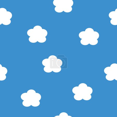 Ilustración de Nubes blancas en el cielo azul de París. Patrón sin costura. - Imagen libre de derechos