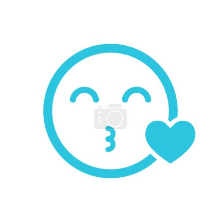 Illustration for Kiss emoji icon, from blue icon set. - Royalty Free Image