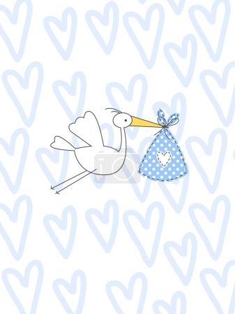 Illustration for Baby boy birthday card with copy space - Royalty Free Image