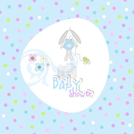 Illustration for Baby boy birthday Celebration party, baby shower invitation card - Royalty Free Image
