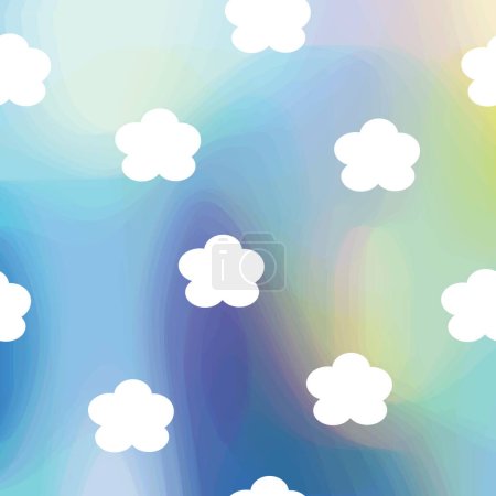 Ilustración de Nubes blancas en el cielo azul abstracto. Patrón sin costura. - Imagen libre de derechos