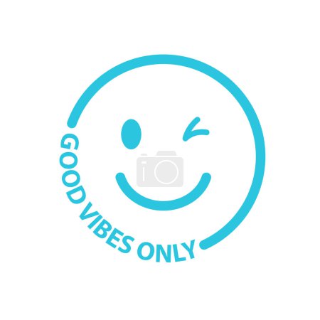Ilustración de Emoticones emocionales icono buenas vibraciones solo, de azul icono conjunto. - Imagen libre de derechos
