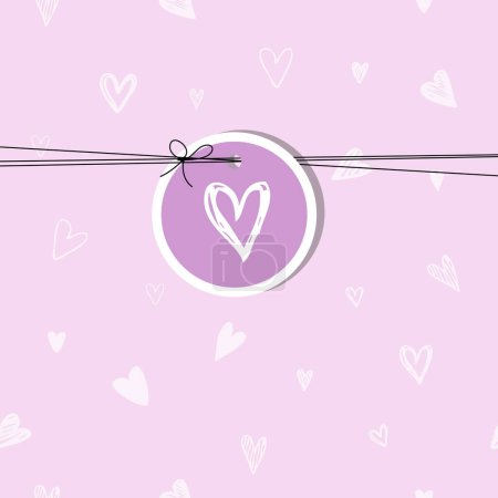Illustration for Valentine card with copy space, lilac background white hearts - Royalty Free Image