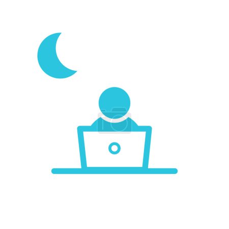 Illustration for Night working icon, office, avatar, person, from blue icon set - Royalty Free Image